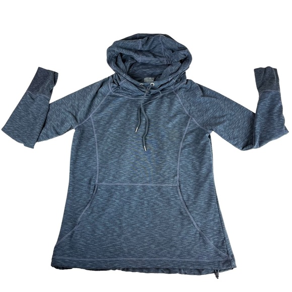 Athleta Tops - Athleta hooded cowl neck heather slate blue M/L